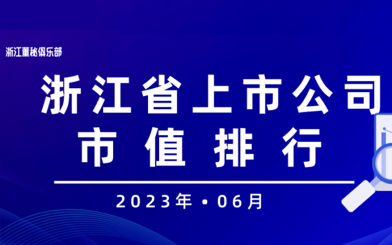 2023年06月浙江省上市公司市值排名